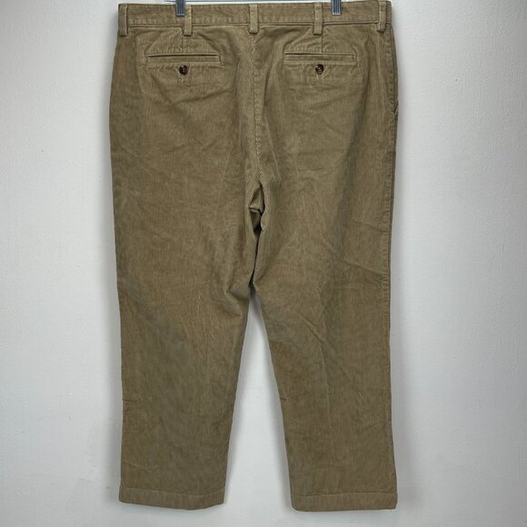 L L Bean Corduroy Pants Mens 40x29 Tan Straight Leg Flat Front Trousers - Picture 3 of 6